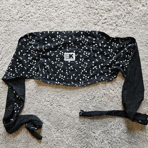 NWOT Baby K Tan Black and White Patterned Wrap Top